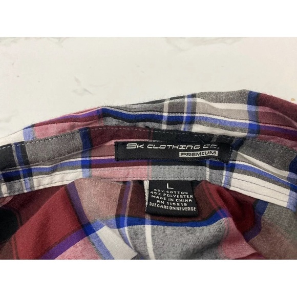 9K Clothing Co Premium Long Sleeve Button Down Shirt Mens L Western Plaid A1​​​ - Picture 4 of 4